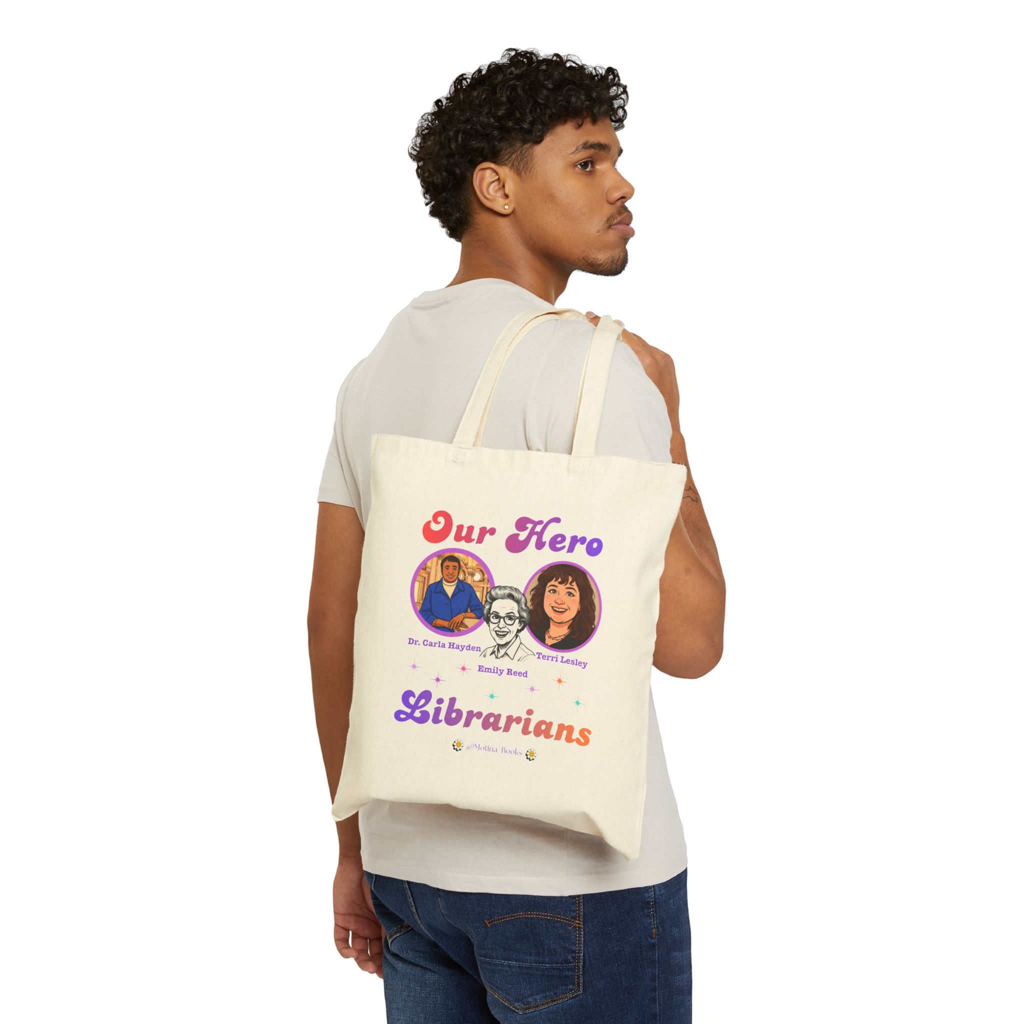 Our Hero Librarians Cotton Canvas Tote Bag - Image 2